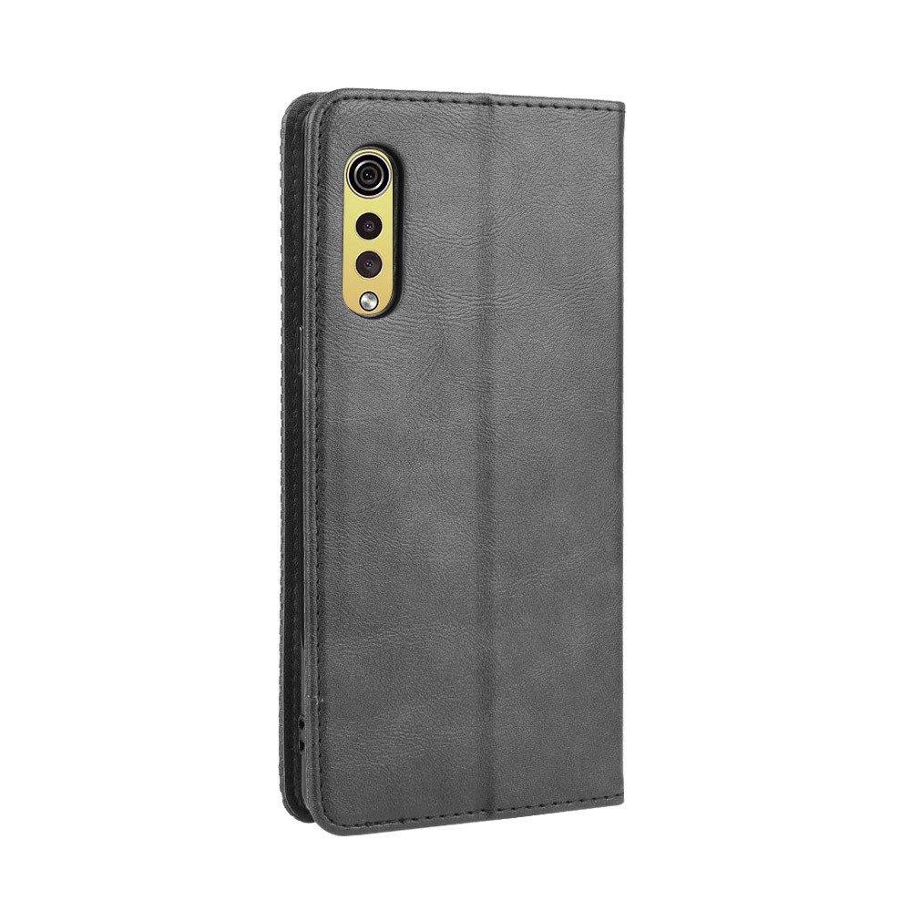 Auto-absorbed Retro PU Leather Shell Wallet Cell Phone Cover for LG Velvet - Black-7