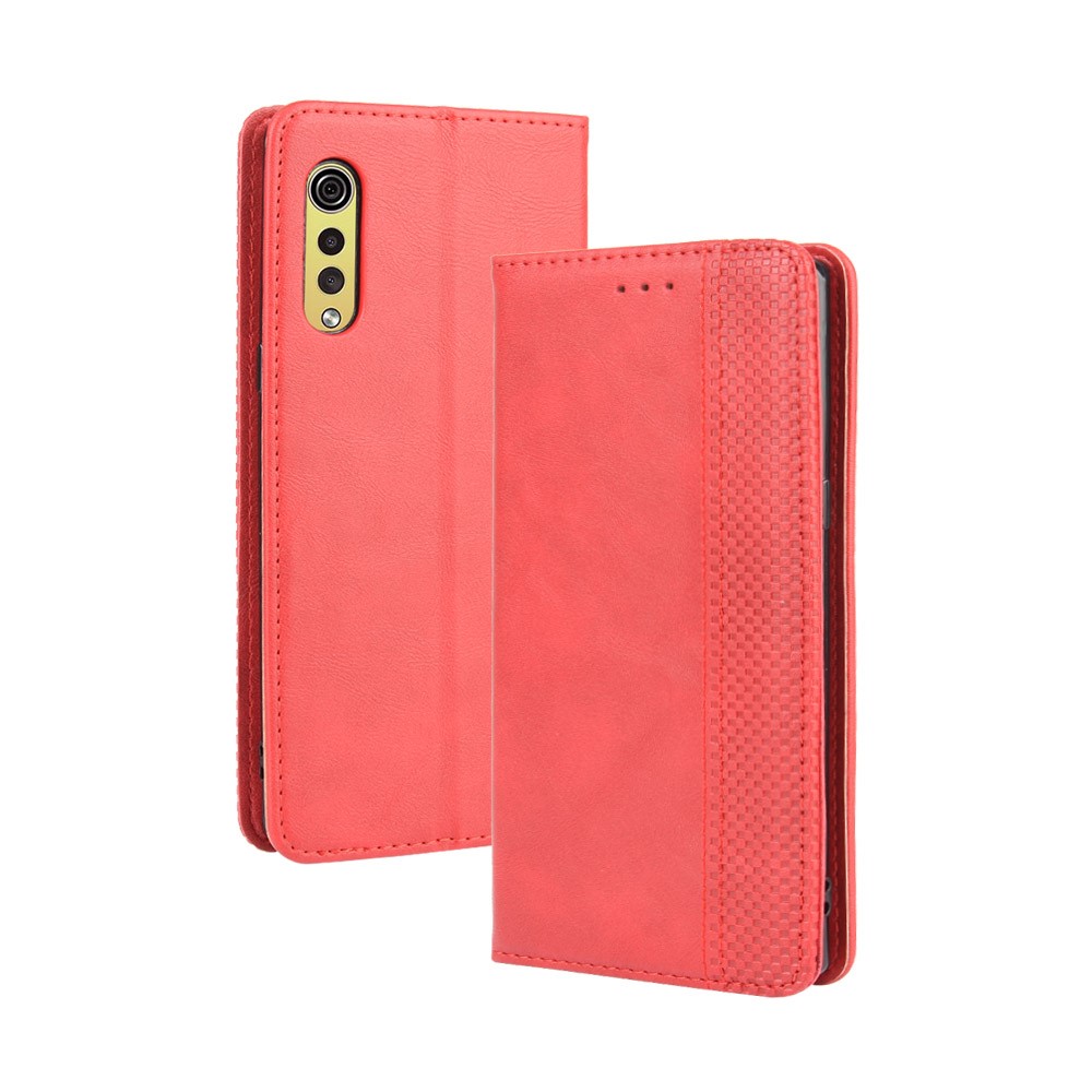Auto-absorbed Retro PU Leather Shell Wallet Cell Phone Cover for LG Velvet - Red-2