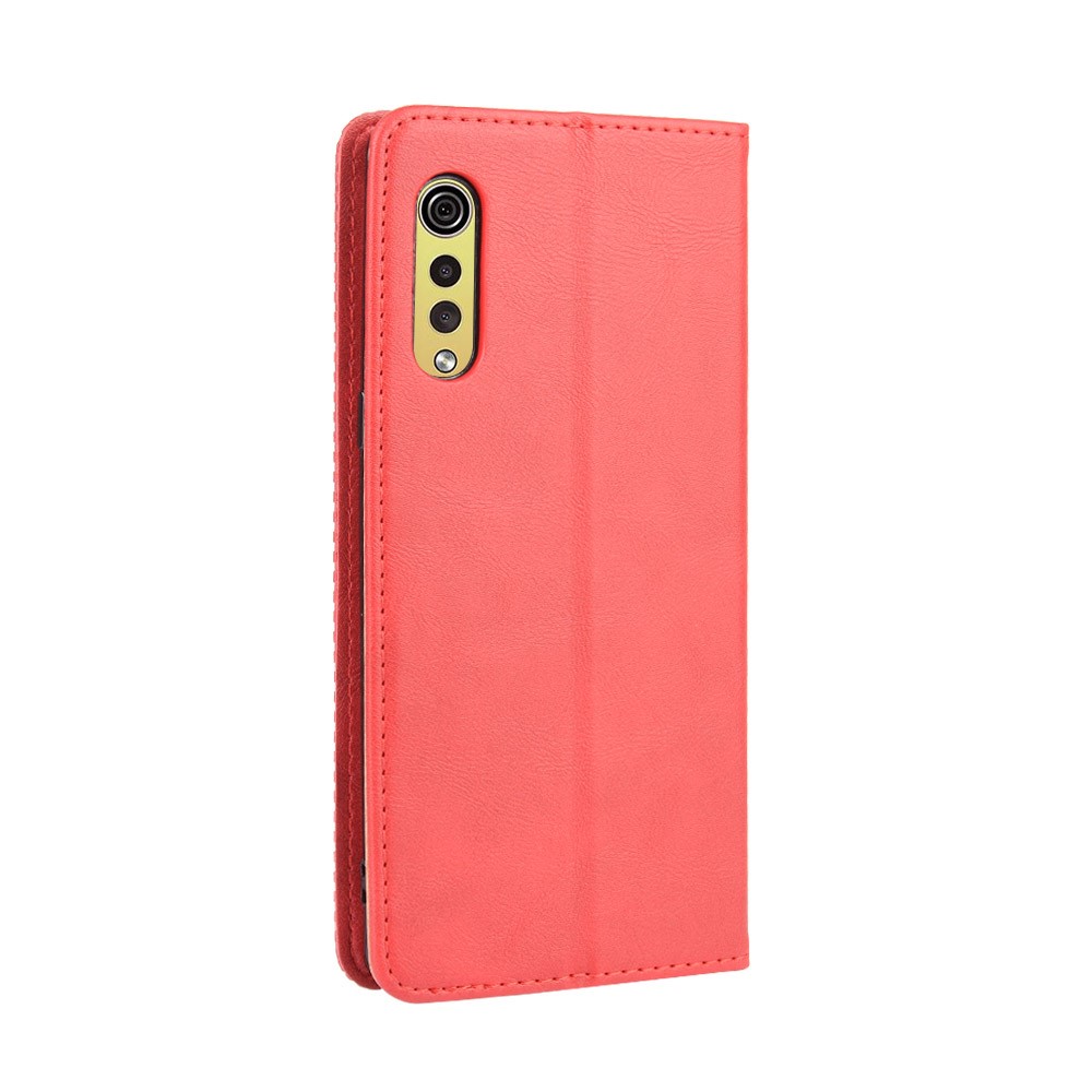 Auto-absorbed Retro PU Leather Shell Wallet Cell Phone Cover for LG Velvet - Red-7