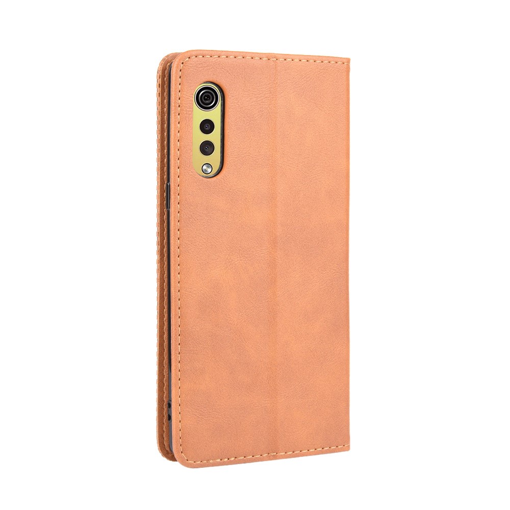 Auto-absorbed Retro PU Leather Shell Wallet Cell Phone Cover for LG Velvet - Brown-7