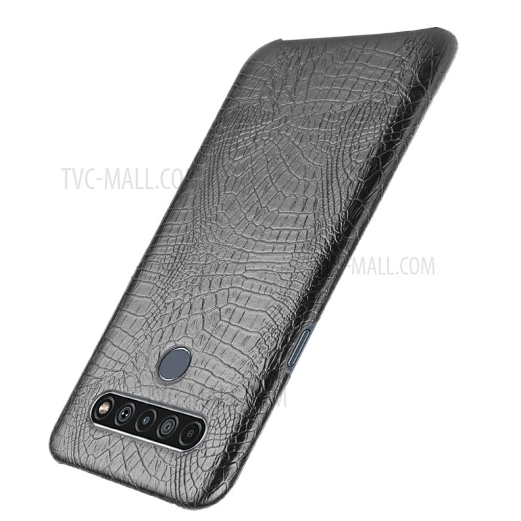 Crocodile Skin PU Leather Coated PC Phone Cover for LG K61 - Black-3