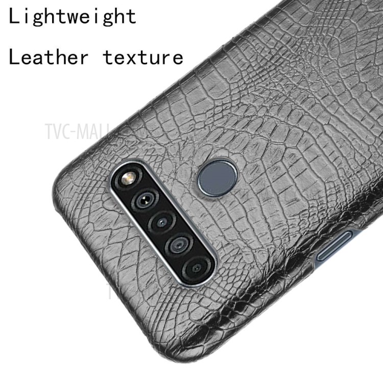 Crocodile Skin PU Leather Coated PC Phone Cover for LG K61 - Black-4
