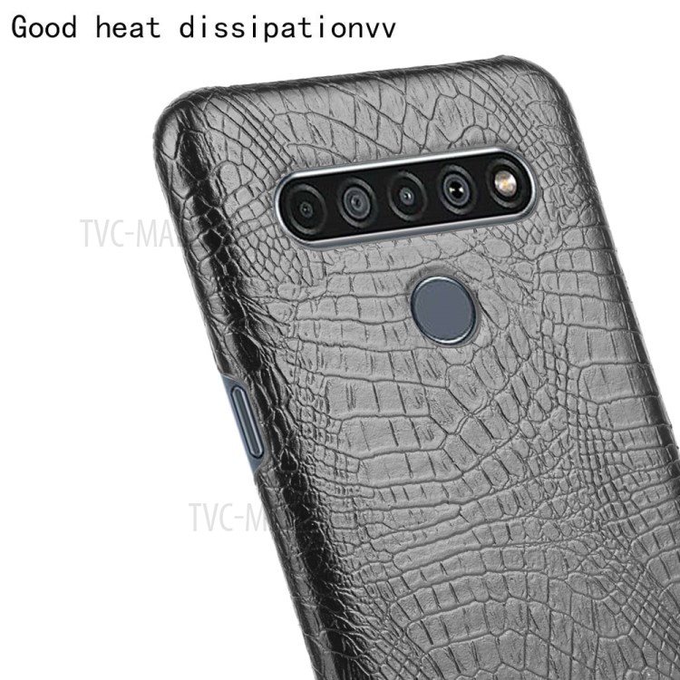 Crocodile Skin PU Leather Coated PC Phone Cover for LG K61 - Black-5
