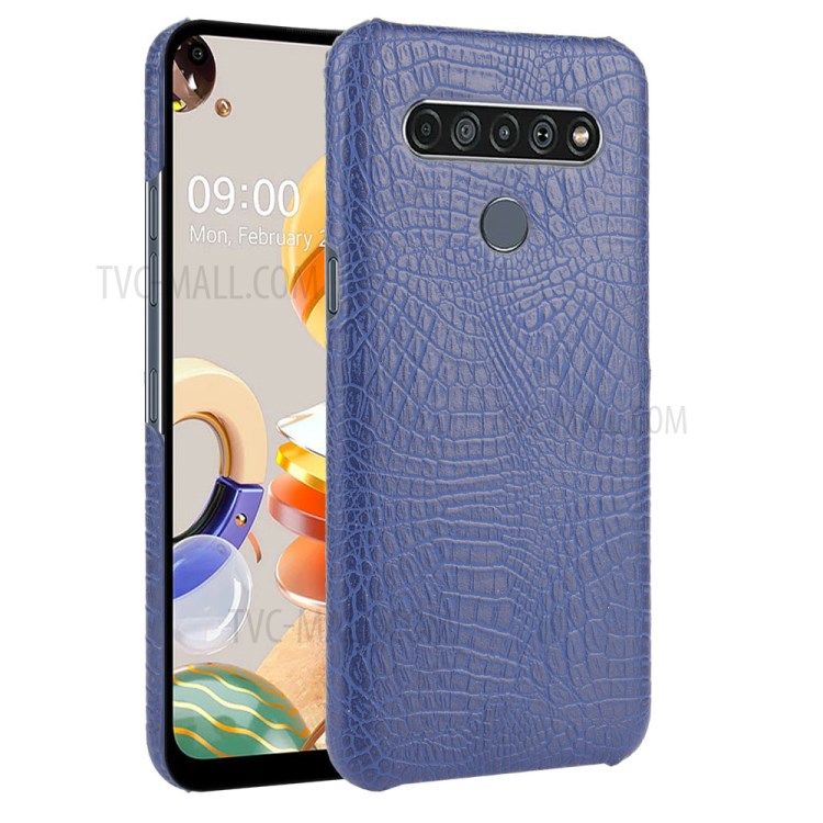 Crocodile Skin PU Leather Coated PC Phone Cover for LG K61 - Dark Blue-1