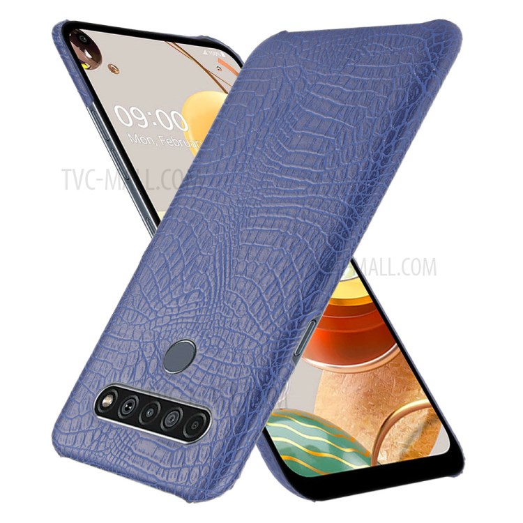 Crocodile Skin PU Leather Coated PC Phone Cover for LG K61 - Dark Blue-2