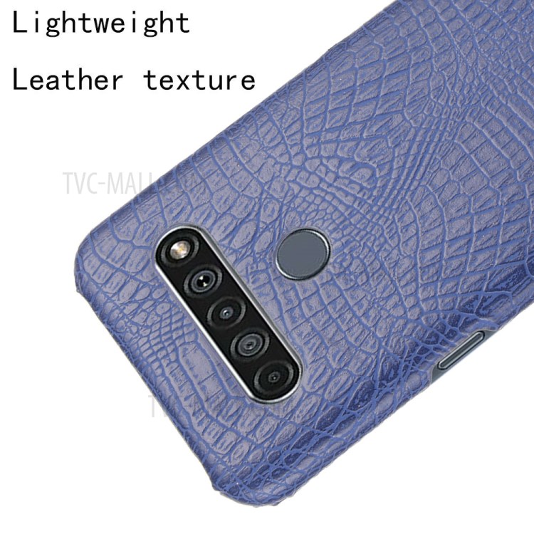 Crocodile Skin PU Leather Coated PC Phone Cover for LG K61 - Dark Blue-4