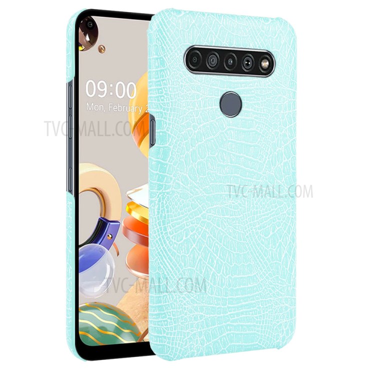 Crocodile Skin PU Leather Coated PC Phone Cover for LG K61 - Baby Blue-1