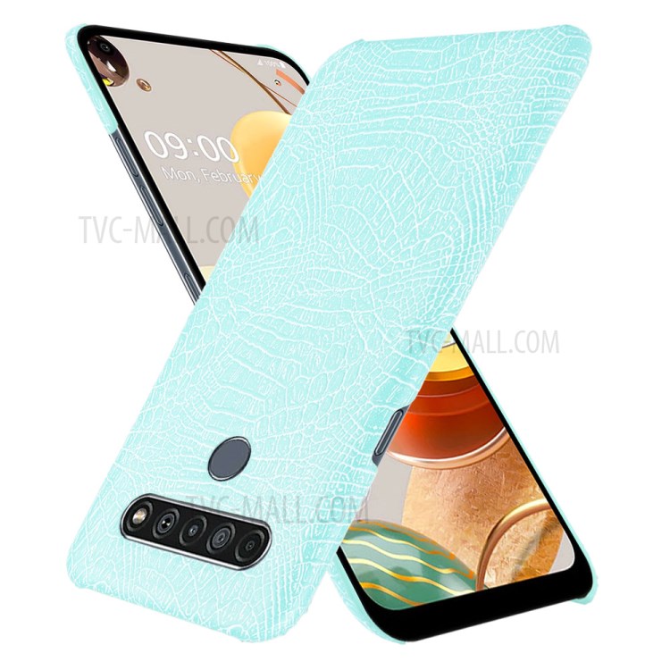 Crocodile Skin PU Leather Coated PC Phone Cover for LG K61 - Baby Blue-2