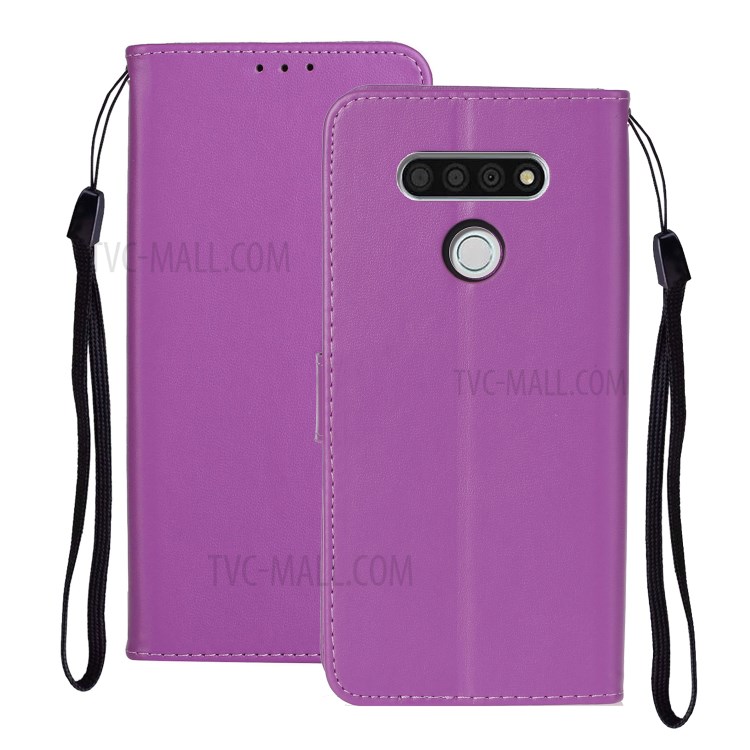 With Wallet Leather Stand Phone Case for LG K51 - Purple-2
