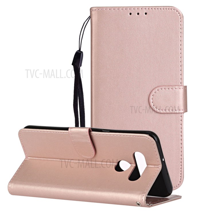 With Wallet Leather Stand Phone Case for LG K51 - Rose Gold-1