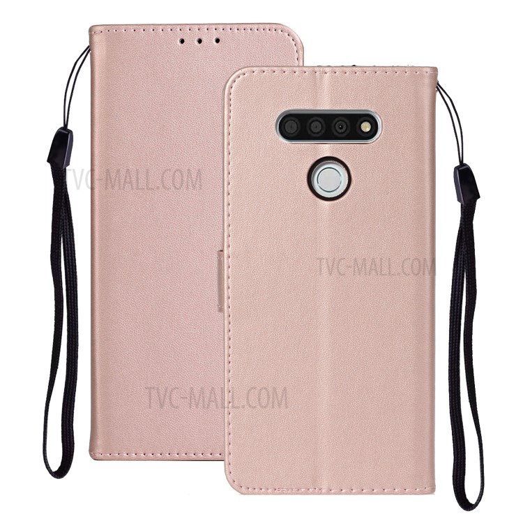 With Wallet Leather Stand Phone Case for LG K51 - Rose Gold-2