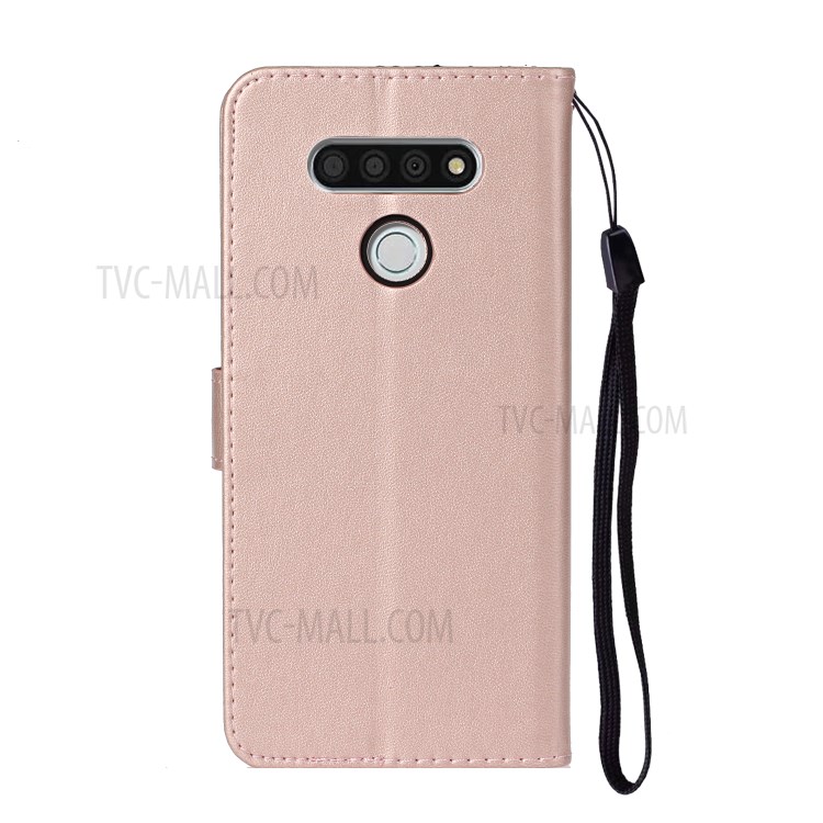 With Wallet Leather Stand Phone Case for LG K51 - Rose Gold-4