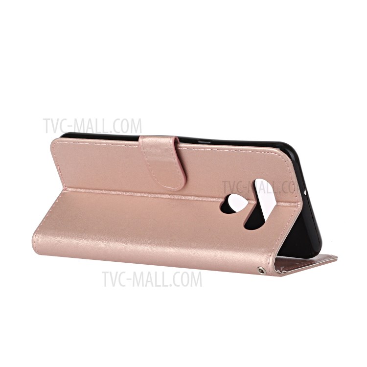 With Wallet Leather Stand Phone Case for LG K51 - Rose Gold-5