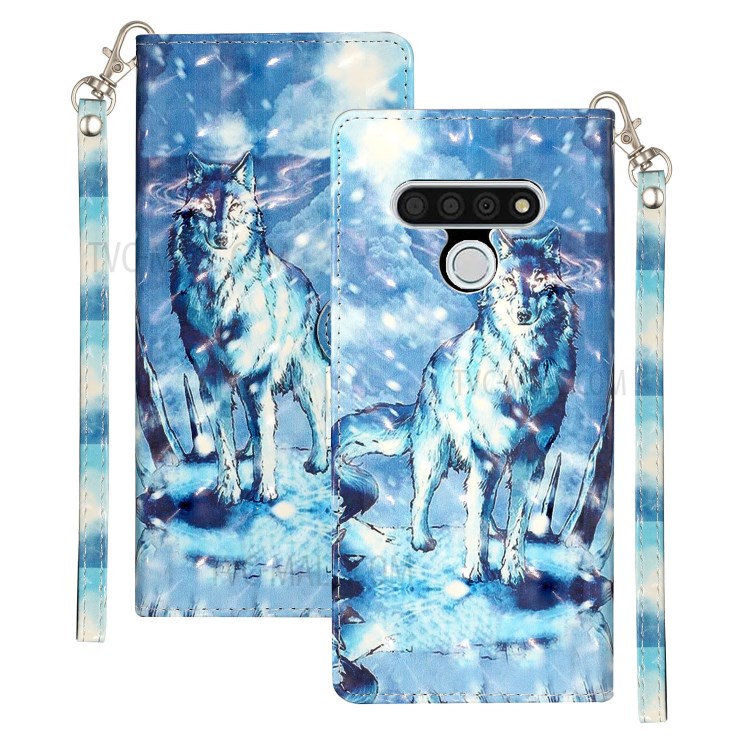 Light Spot Decor Pattern Printing Wallet Stand Leather Case with Strap for LG Stylo 6 - Wolf-1