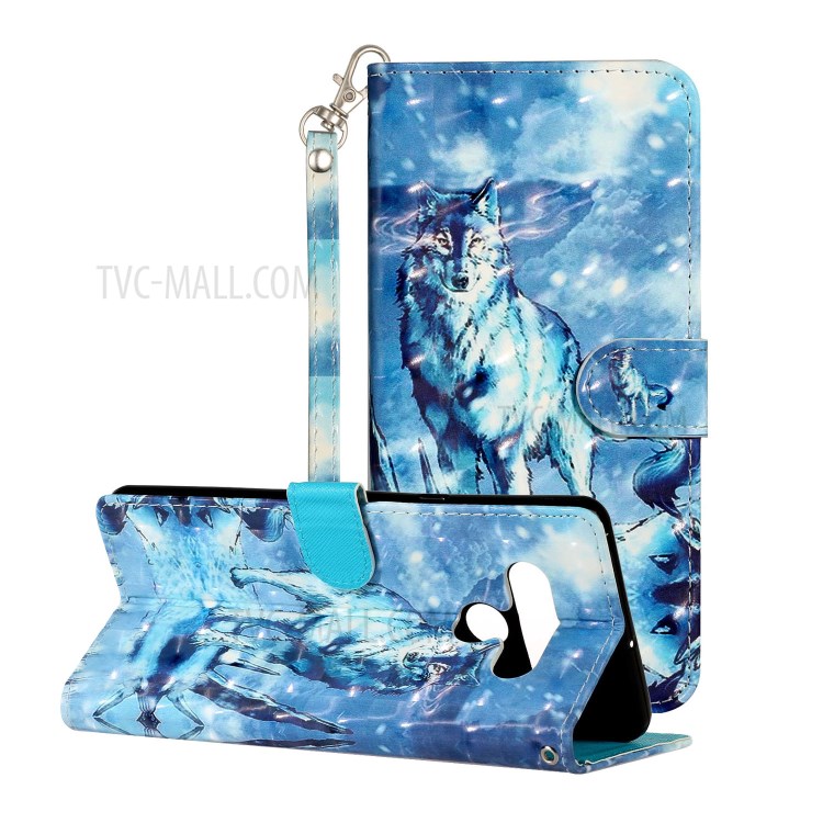 Light Spot Decor Pattern Printing Wallet Stand Leather Case with Strap for LG Stylo 6 - Wolf-2