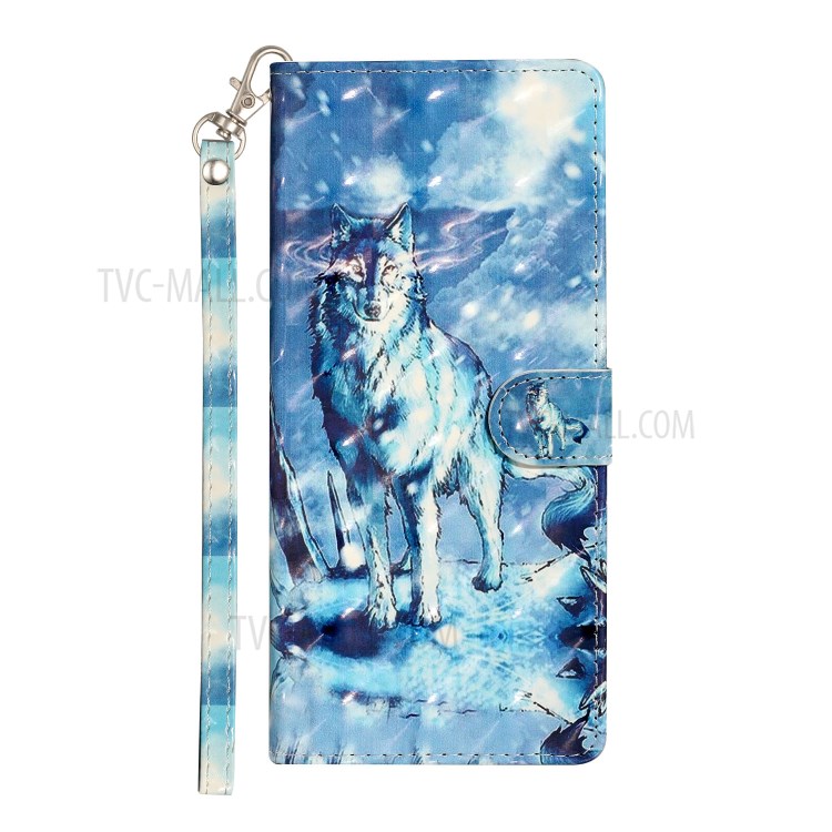 Light Spot Decor Pattern Printing Wallet Stand Leather Case with Strap for LG Stylo 6 - Wolf-3