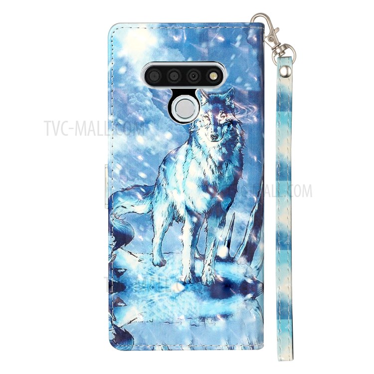 Light Spot Decor Pattern Printing Wallet Stand Leather Case with Strap for LG Stylo 6 - Wolf-4
