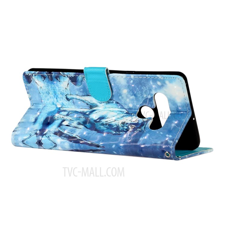 Light Spot Decor Pattern Printing Wallet Stand Leather Case with Strap for LG Stylo 6 - Wolf-5
