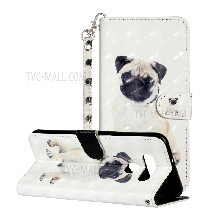 Light Spot Decor Patterned Leather Wallet Stand Case for LG K51 - Dog-2