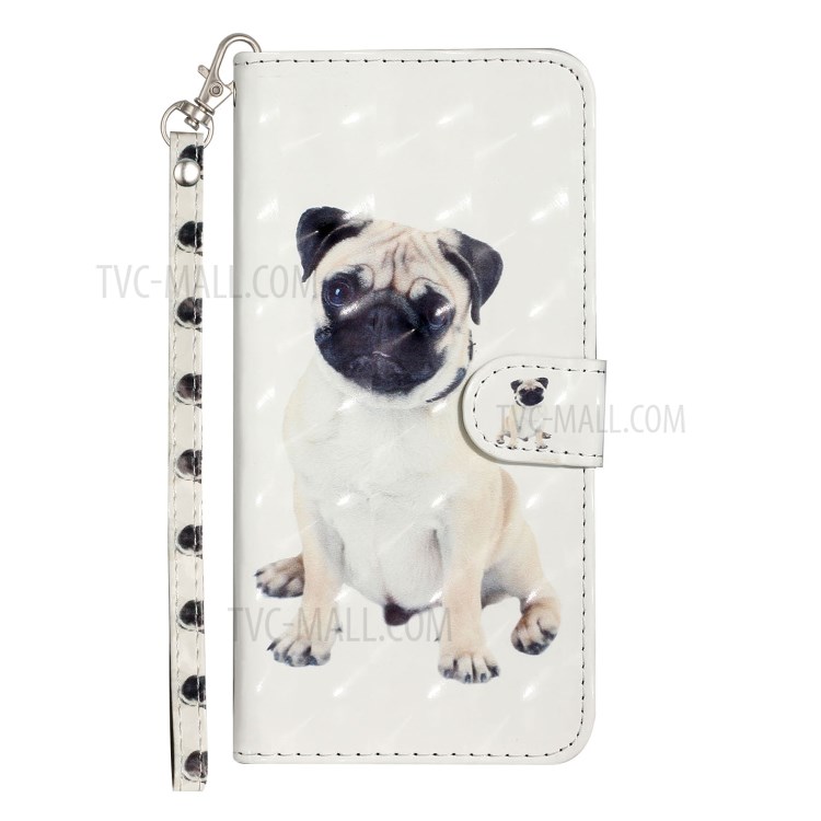 Light Spot Decor Patterned Leather Wallet Stand Case for LG K51 - Dog-3