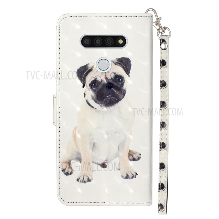 Light Spot Decor Patterned Leather Wallet Stand Case for LG K51 - Dog-4