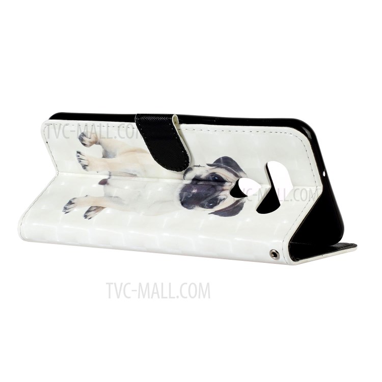 Light Spot Decor Patterned Leather Wallet Stand Case for LG K51 - Dog-5