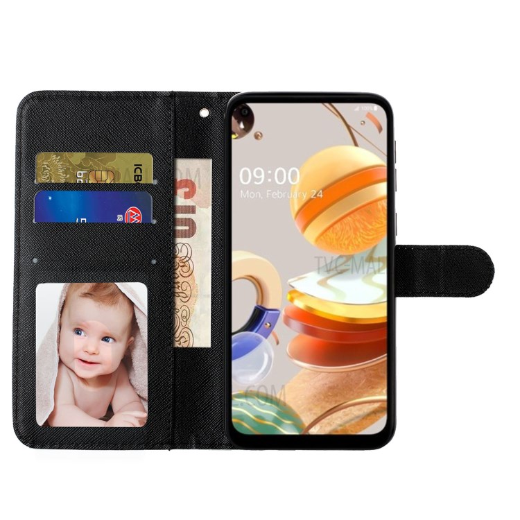 Light Spot Decor Patterned Leather Wallet Stand Case for LG K51 - Dog-7