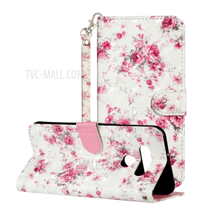 Light Spot Decor Patterned Leather Wallet Stand Case for LG K51 - Vivid Flowers-2