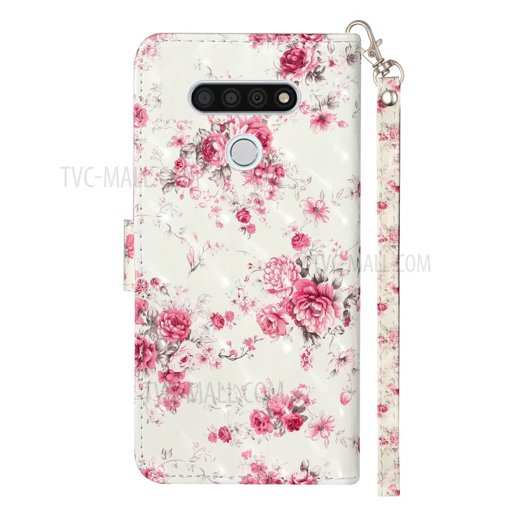 Light Spot Decor Patterned Leather Wallet Stand Case for LG K51 - Vivid Flowers-4