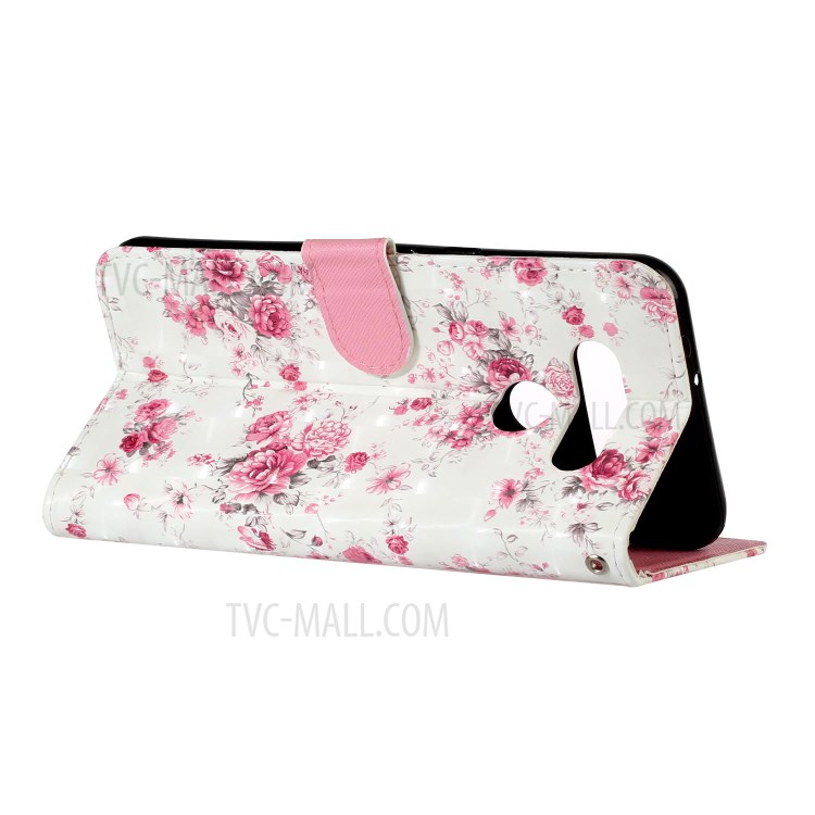 Light Spot Decor Patterned Leather Wallet Stand Case for LG K51 - Vivid Flowers-5