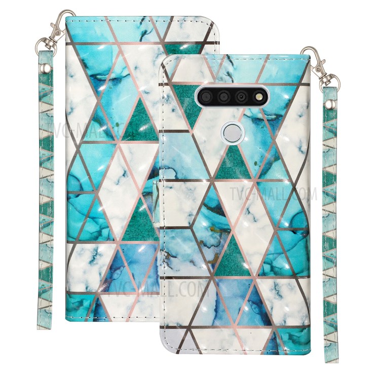 Light Spot Decor Patterned Leather Wallet Stand Case for LG K51 - Geometric Pattern-1