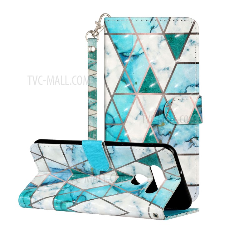 Light Spot Decor Patterned Leather Wallet Stand Case for LG K51 - Geometric Pattern-2