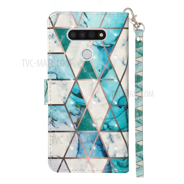 Light Spot Decor Patterned Leather Wallet Stand Case for LG K51 - Geometric Pattern-4