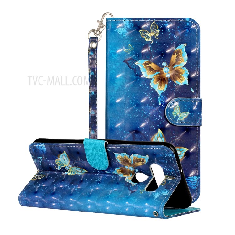 Light Spot Decor Patterned Leather Wallet Stand Case for LG K51 - Butetrfly-2