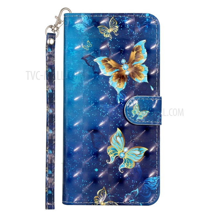 Light Spot Decor Patterned Leather Wallet Stand Case for LG K51 - Butetrfly-3