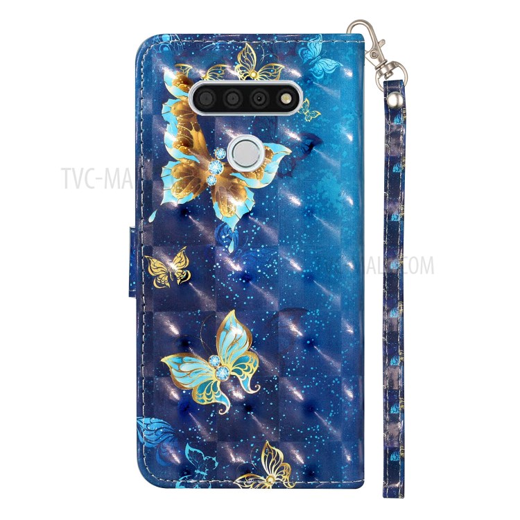 Light Spot Decor Patterned Leather Wallet Stand Case for LG K51 - Butetrfly-4