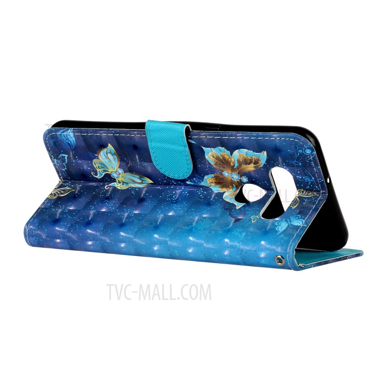 Light Spot Decor Patterned Leather Wallet Stand Case for LG K51 - Butetrfly-5