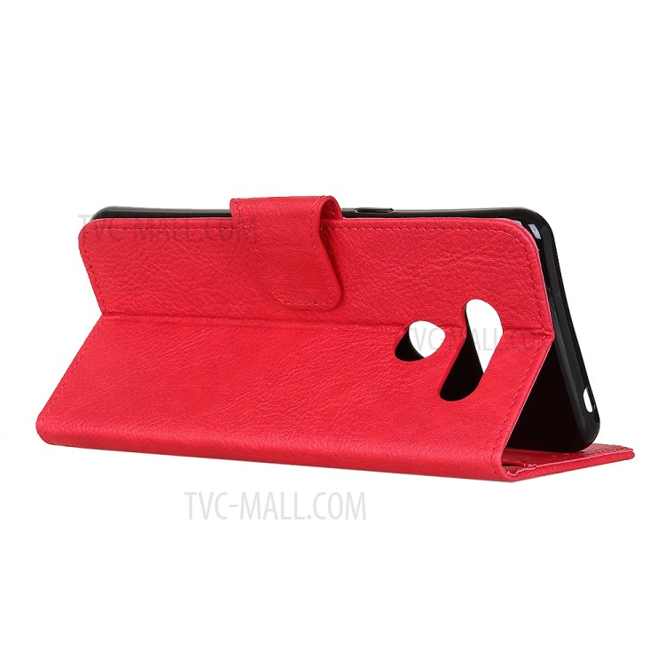 Litchi Texture PU Leather Wallet Cell Phone Flip Cover for LG Harmony 4 - Red-10