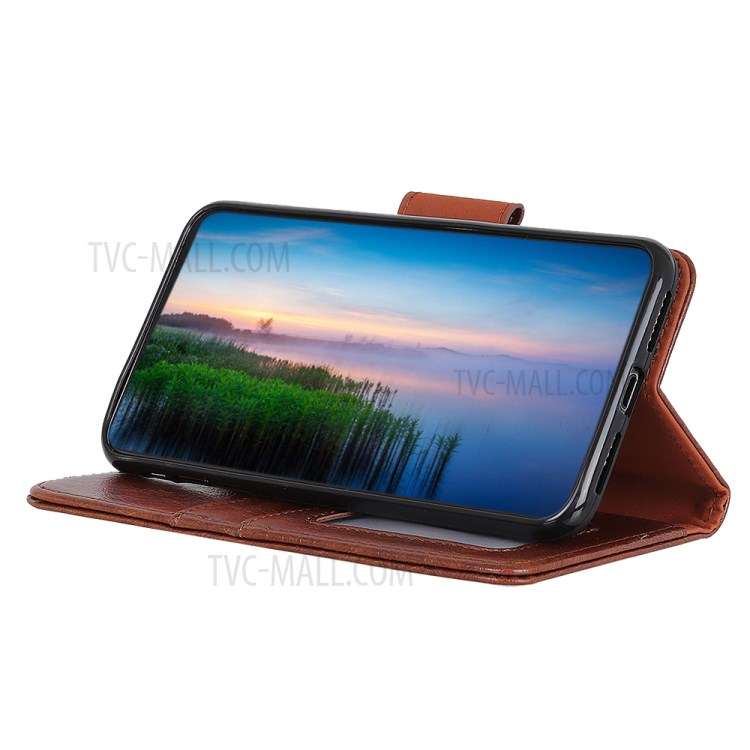 Nappa Textur Spaltleder Shell Geldbörse Handyabdeckung Für LG Harmonie 4 - Braun-2