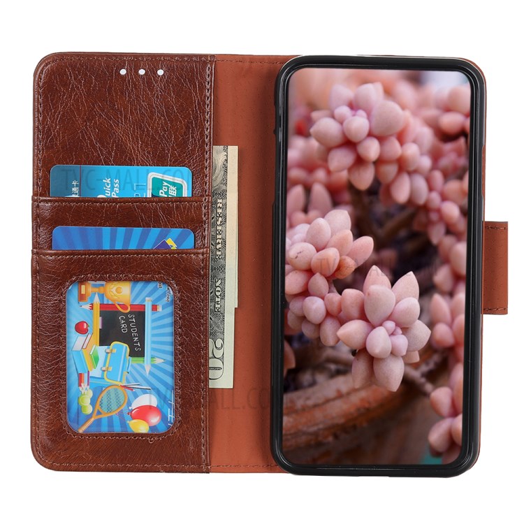 Nappa Textur Spaltleder Shell Geldbörse Handyabdeckung Für LG Harmonie 4 - Braun-3