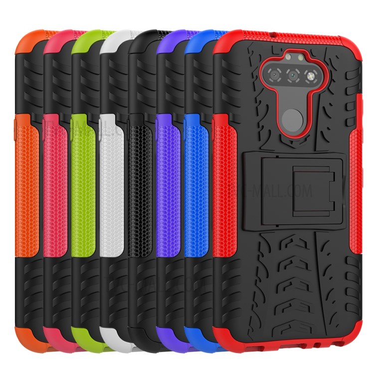 Anti-slip PC + TPU Unique Case with Kickstand for LG K31/Aristo 5 - Black-10