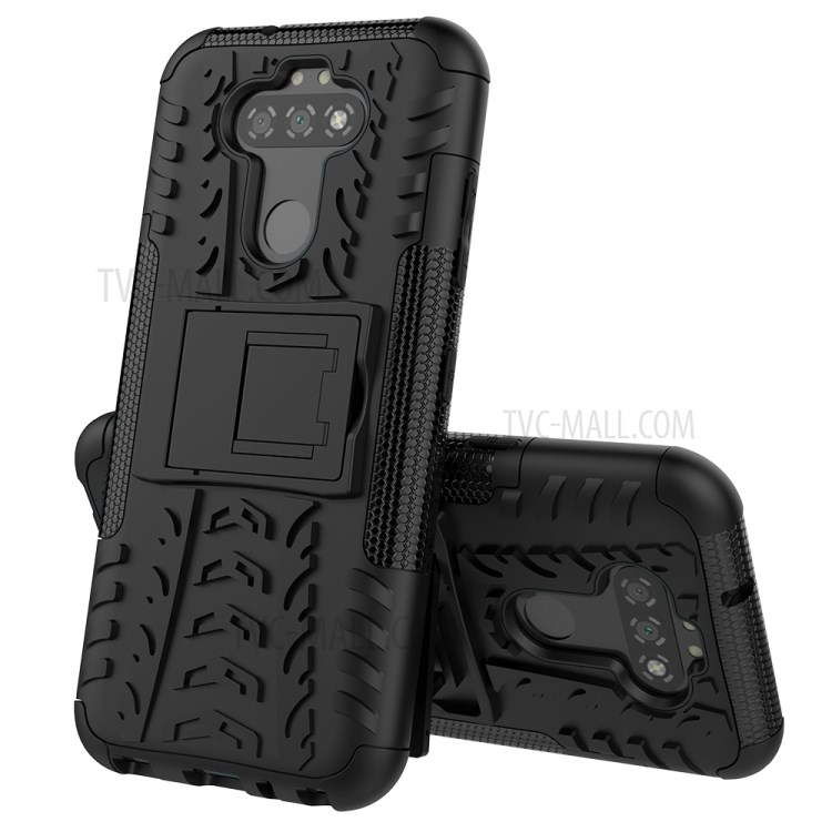 Anti-slip PC + TPU Unique Case with Kickstand for LG K31/Aristo 5 - Black-2