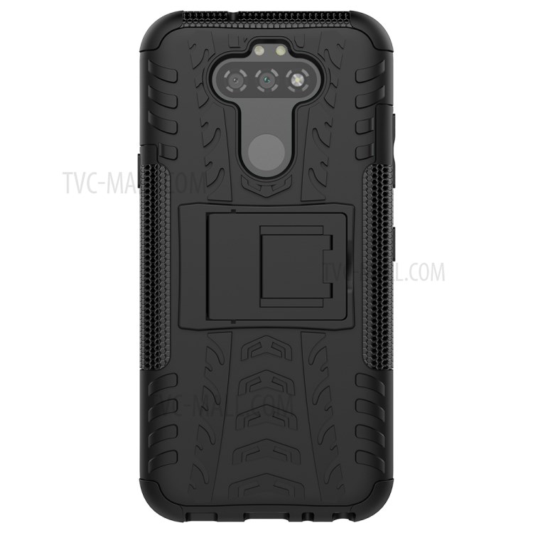Anti-slip PC + TPU Unique Case with Kickstand for LG K31/Aristo 5 - Black-3