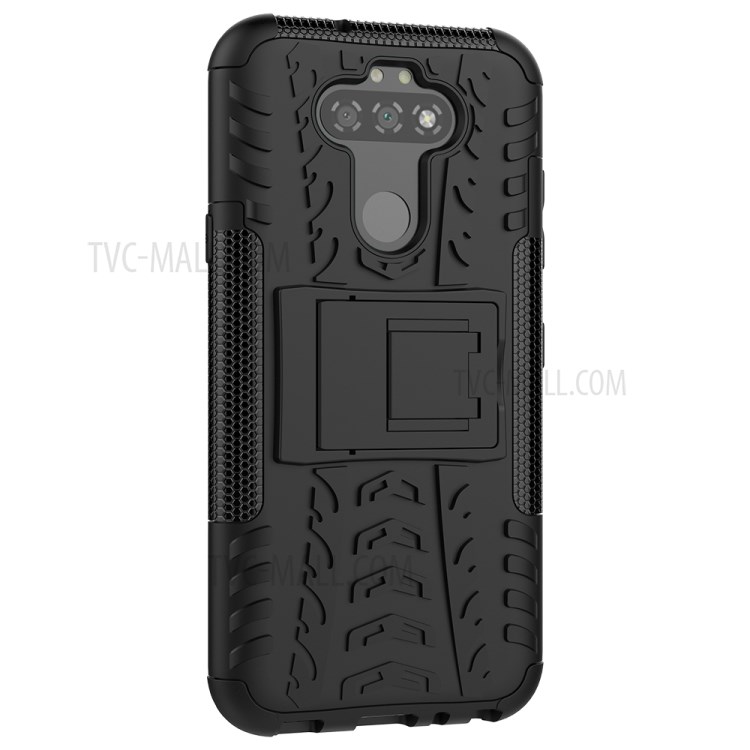 Anti-slip PC + TPU Unique Case with Kickstand for LG K31/Aristo 5 - Black-4