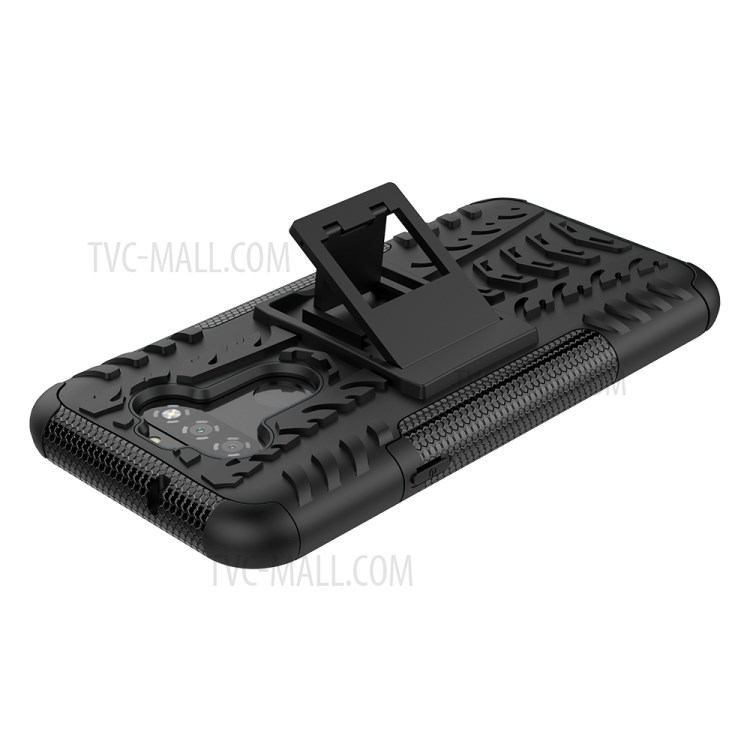 Anti-slip PC + TPU Unique Case with Kickstand for LG K31/Aristo 5 - Black-5