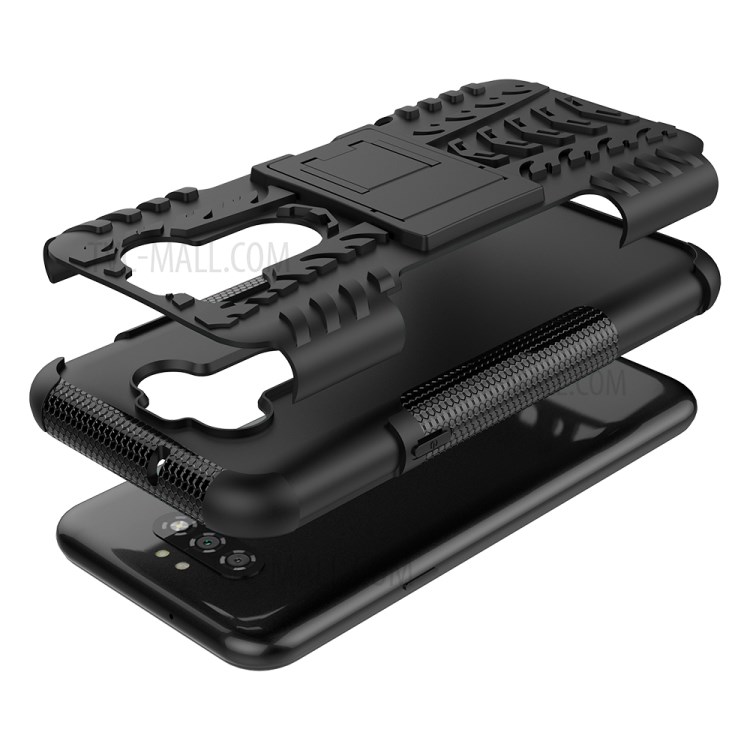 Anti-slip PC + TPU Unique Case with Kickstand for LG K31/Aristo 5 - Black-6
