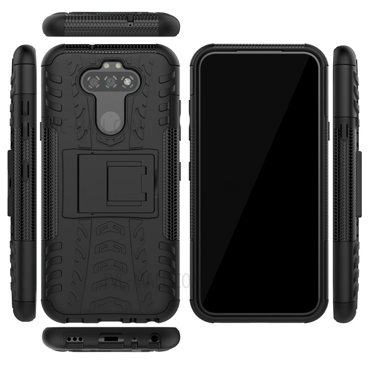 Anti-slip PC + TPU Unique Case with Kickstand for LG K31/Aristo 5 - Black-9