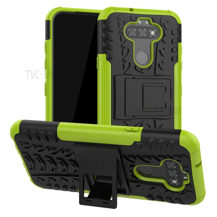 Anti-slip PC + TPU Unique Case with Kickstand for LG K31/Aristo 5 - Green-1