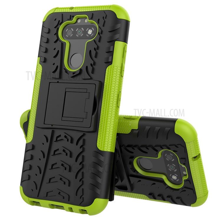 Anti-slip PC + TPU Unique Case with Kickstand for LG K31/Aristo 5 - Green-2