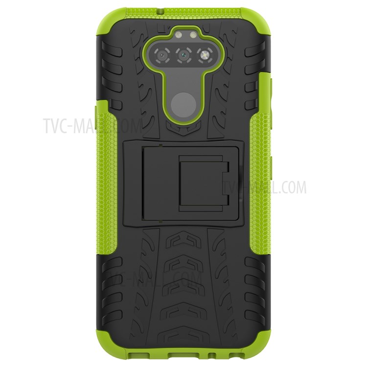 Anti-slip PC + TPU Unique Case with Kickstand for LG K31/Aristo 5 - Green-3